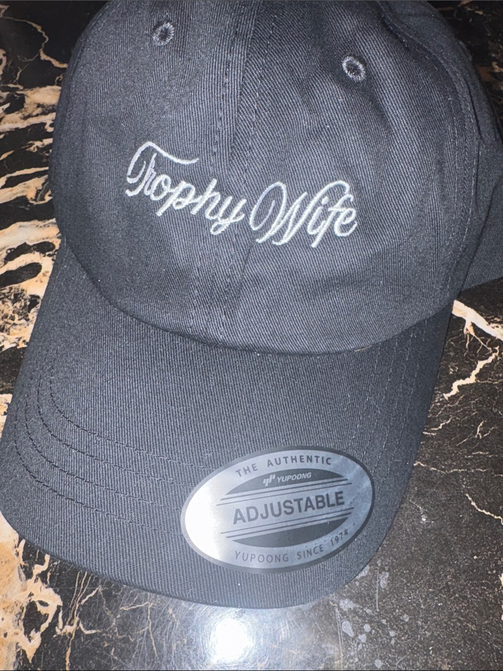 Trophy Wife Embroidered Black Baseball Cap - Adjustable